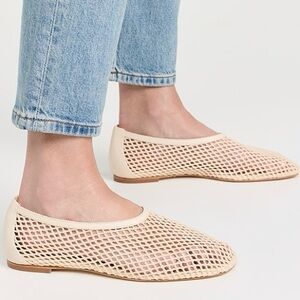 Reformation Britt Ballet Flat in Ivory Crochet 6.5